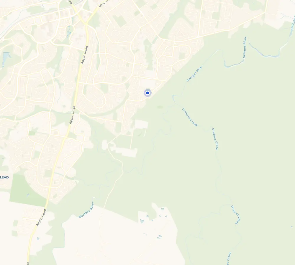 Map of the Airds service area and the surrounding Macarthur, showing Airds and the nearby streets we cover.